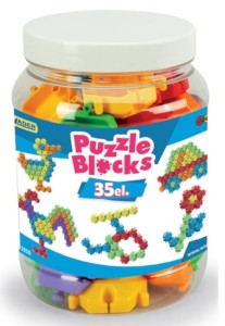 Klocki puzzle w słoiku 35 el.