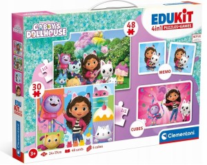 Gry - Edukit 4w1 Puzzle Klocki Memo Koci Domek Gabi Clementoni