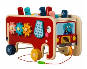 Drewniana Kostka Edukacyjna Słoń Wbijak Młotek Zabawka Prezent dla Dzieci