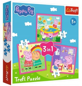 TREFL Puzzle 3w1 Świnka Peppa, Peppa i przyjaciele +3