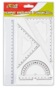 Zestaw kreślarski 4 elementowy linijka 20cm Penmate