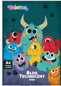 Blok techniczny A4 Colorino 170g/m2 10kartek biały