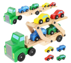 Laweta Ciężarówka Tir Drewniana Składana Zestaw + 4 Auta Autka Samochodziki