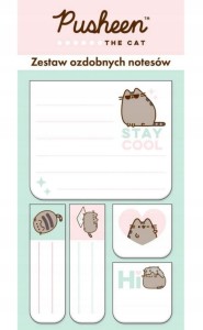 PUSHEEN karteczki notesy samoprzylepne 5 szt INDEKSUJĄCE